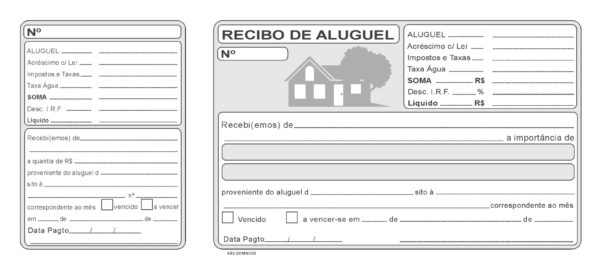 RECIBO DE ALUGUEL 50FOLHAS PACOTE C/20 BLOCOS SAO DOMINGOS