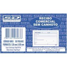 RECIBO COMERCIAL SEM CANHOTO 50FOLHAS PACOTE C/20 BLOCOS SAO DOMINGOS