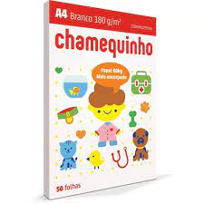 PAPEL SULFITE BRANCO A4 180g 210x297 com 50 folhas CHAMEQUINHO