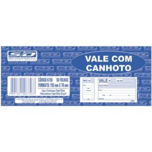 VALE C/CANHOTO 100FOLHAS  PACOTE COM 20 SAO DOMINGOS