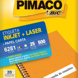 ETIQUETA P/INKJET E LASER  CARTA C/25FOLHAS X 20 REF. 6281 PIMACO