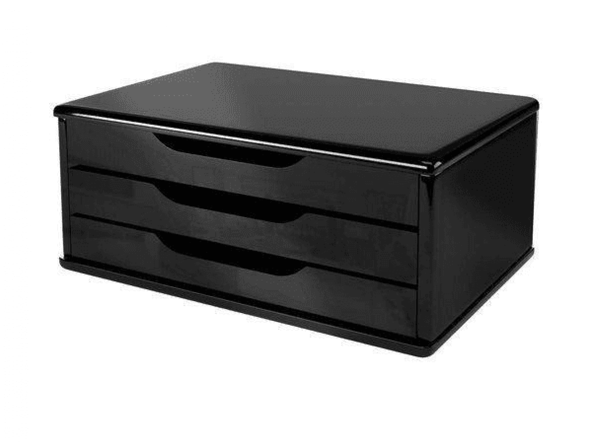 SUPORTE PARA MONITOR 3 GAVETAS MDF 39X26X16CM BLACK 3347 SOUZA